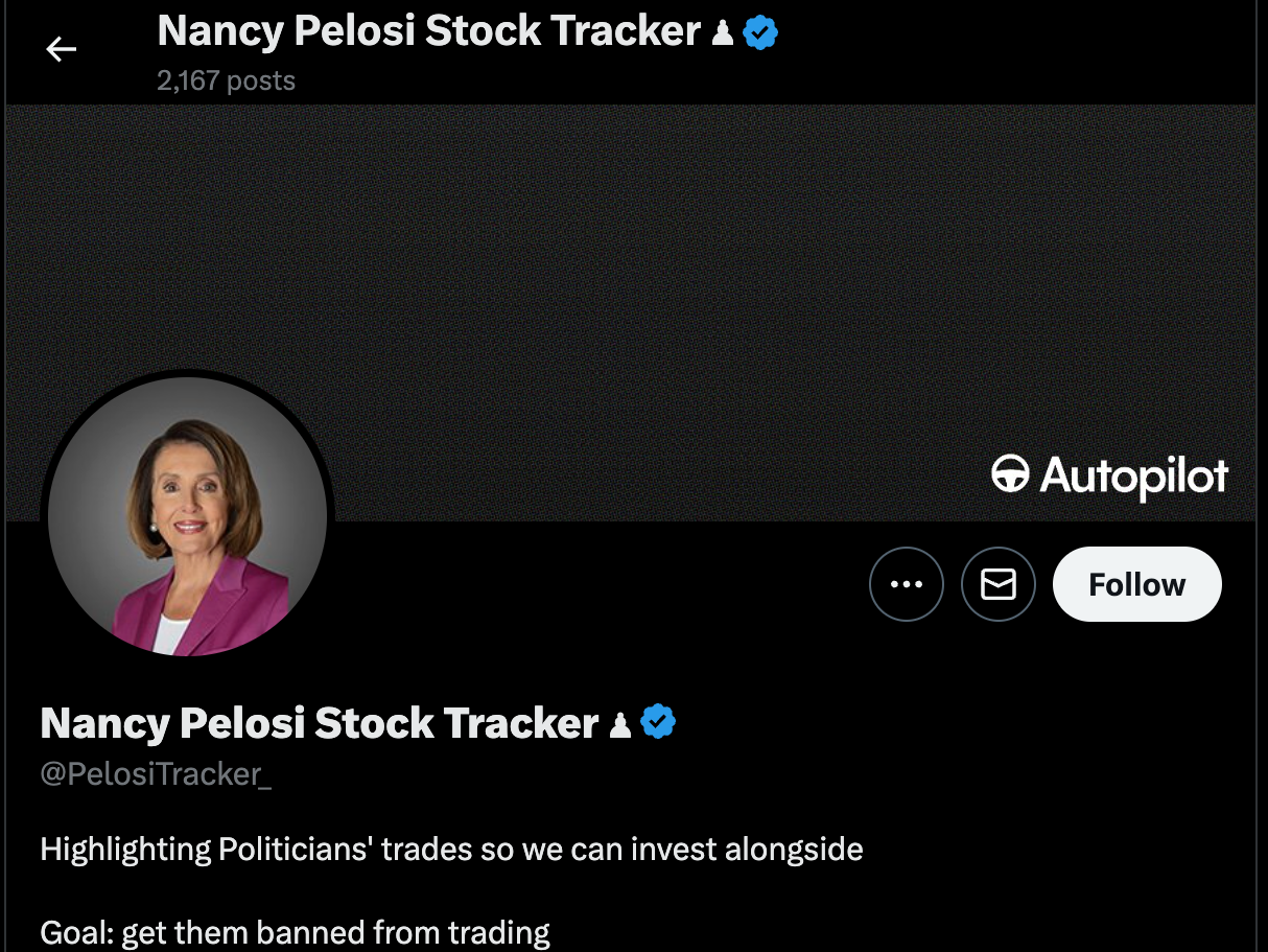 Nancy Pelosi Stock Tracker Twitter Account